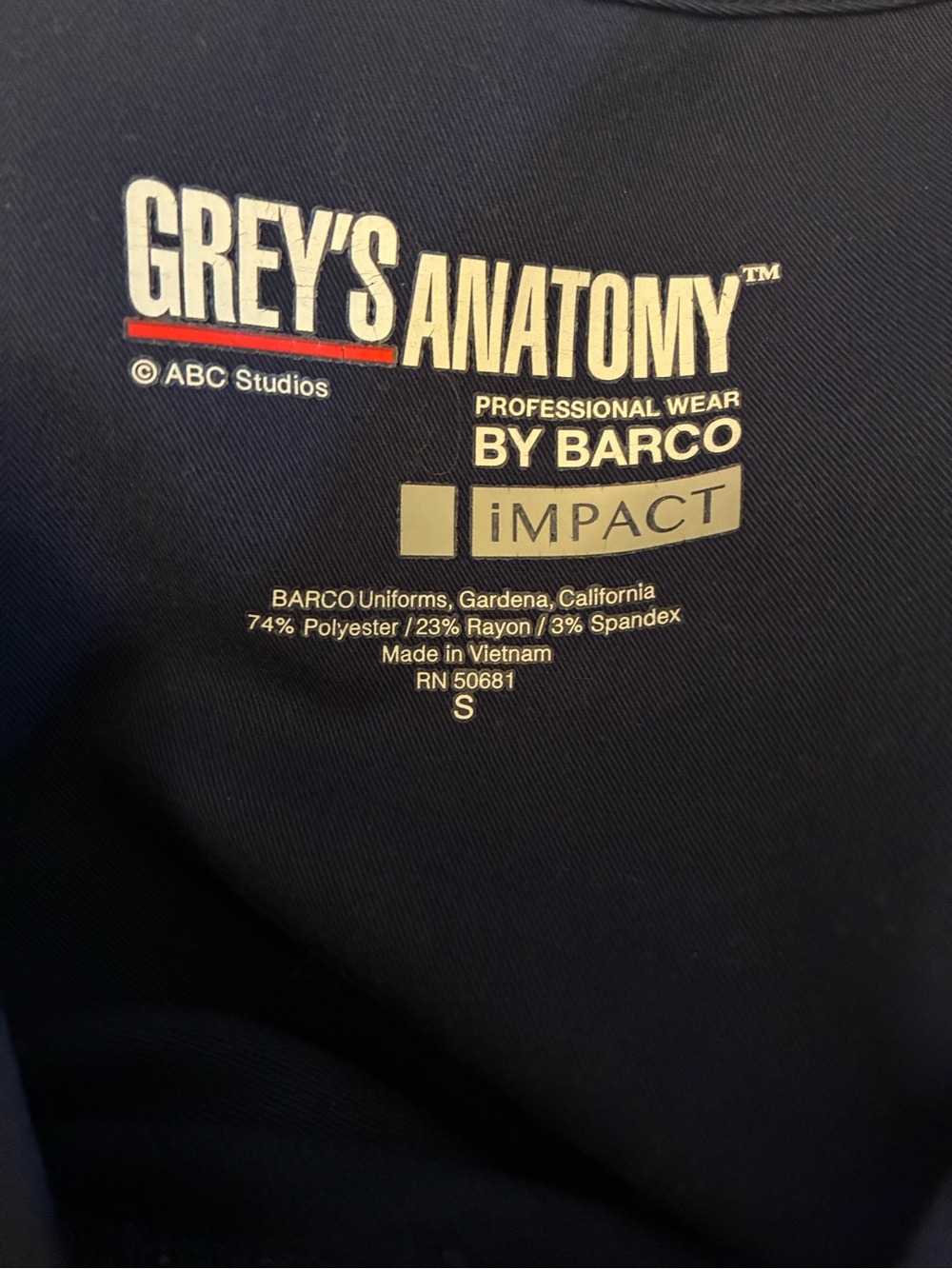 Women’s Grey’s Anatomy by Barco Impact Navy Blue Scrub Set Size S